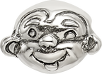 Sterling Silver 925 Kids Monkey Bead with Antiqued Finish Solid Design