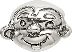 Sterling Silver 925 Kids Monkey Bead with Antiqued Finish Solid Design