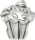 Sterling Silver 925 Kids Cupcake Bead with Antiqued Finish Solid Cast Design