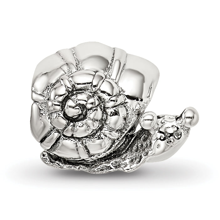 Sterling Silver 925 Snail Bead for Kids with Antiqued Finish Solid Cast