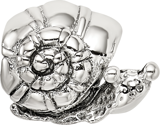 Sterling Silver 925 Snail Bead for Kids with Antiqued Finish Solid Cast
