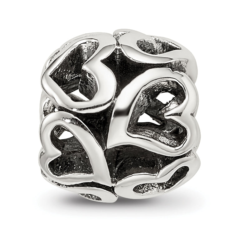 Sterling Silver 925 Heart Bead with Antiqued Finish Solid Craftmanship