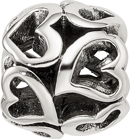 Sterling Silver 925 Heart Bead with Antiqued Finish Solid Craftmanship
