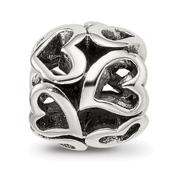 Sterling Silver 925 Heart Bead with Antiqued Finish Solid Craftmanship