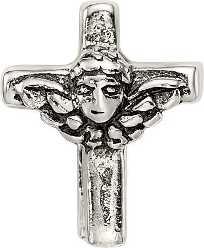 Sterling Silver 925 Kids Angel Cross Bead with Antiqued Finish