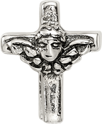 Sterling Silver 925 Kids Angel Cross Bead with Antiqued Finish