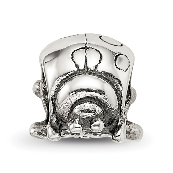 Sterling Silver 925 Ladybug Bead with Antiqued Finish Solid Cast