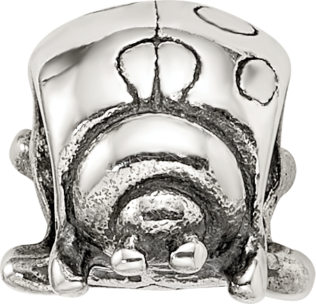 Sterling Silver 925 Ladybug Bead with Antiqued Finish Solid Cast