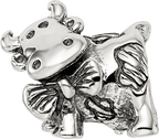 Sterling Silver 925 Dairy Cow Bead with Antiqued Finish Solid Charm