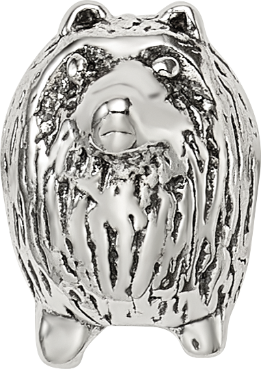 Sterling Silver 925 Pomeranian Bead with Antiqued Finish Solid Design