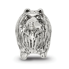 Sterling Silver 925 Pomeranian Bead with Antiqued Finish Solid Design
