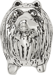 Sterling Silver 925 Pomeranian Bead with Antiqued Finish Solid Design