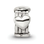 Sterling Silver 925 Kids Heart Bead with Antiqued Finish Solid Design