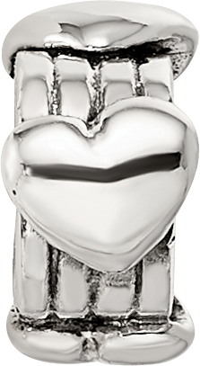 Sterling Silver 925 Kids Heart Bead with Antiqued Finish Solid Design