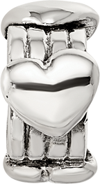 Sterling Silver 925 Kids Heart Bead with Antiqued Finish Solid Design