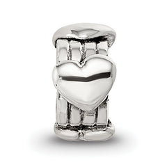 Sterling Silver 925 Kids Heart Bead with Antiqued Finish Solid Design