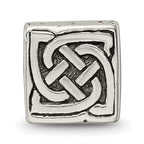 Sterling Silver 925 Celtic Block Bead with Antiqued Finish Solid Themed Design