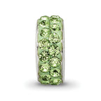 Sterling Silver 925 Antiqued Bead with Double Row Green Crystals