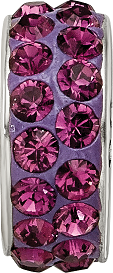Sterling Silver 925 Double Row Purple Crystal Bead with Antiqued Finish