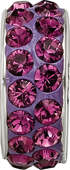 Sterling Silver 925 Double Row Purple Crystal Bead with Antiqued Finish