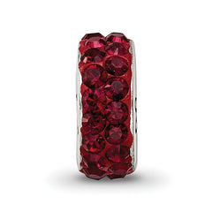 Sterling Silver 925 Bead with Double Row Red Crystal, Antiqued Finish