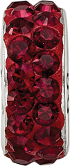 Sterling Silver 925 Bead with Double Row Red Crystal, Antiqued Finish