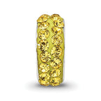 Sterling Silver 925 Double Row Bead with Yellow Crystals, Antiqued Finish