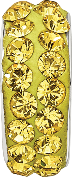 Sterling Silver 925 Double Row Bead with Yellow Crystals, Antiqued Finish