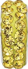 Sterling Silver 925 Double Row Bead with Yellow Crystals, Antiqued Finish