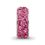 Sterling Silver 925 Double Row Pink Crystal Bead with Antiqued Finish