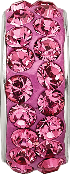 Sterling Silver 925 Double Row Pink Crystal Bead with Antiqued Finish