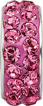Sterling Silver 925 Double Row Pink Crystal Bead with Antiqued Finish
