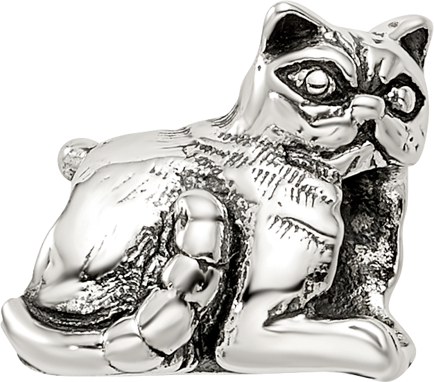 Sterling Silver Reflections Exotic Shorthair Cat Bead