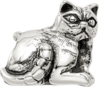 Sterling Silver 925 Antiqued Exotic Shorthair Cat Bead