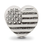 Sterling Silver 925 Heart Flag Bead with Antiqued Finish  Solid Cast Design