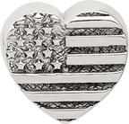 Sterling Silver 925 Heart Flag Bead with Antiqued Finish  Solid Cast Design