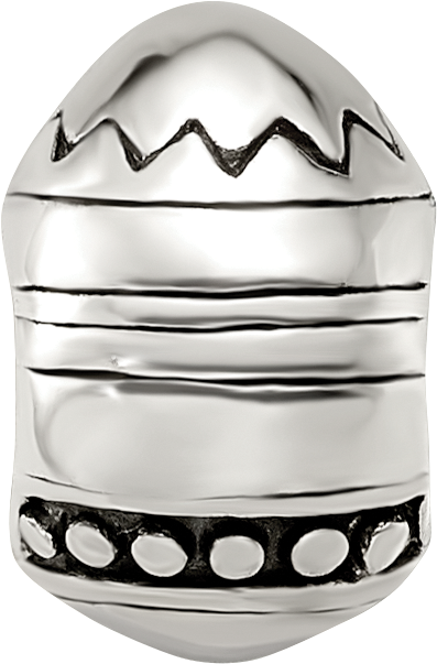 Sterling Silver 925 Easter Egg Bead with Antiqued Finish Solid Cast Design