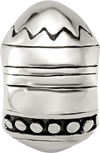 Sterling Silver 925 Easter Egg Bead with Antiqued Finish Solid Cast Design