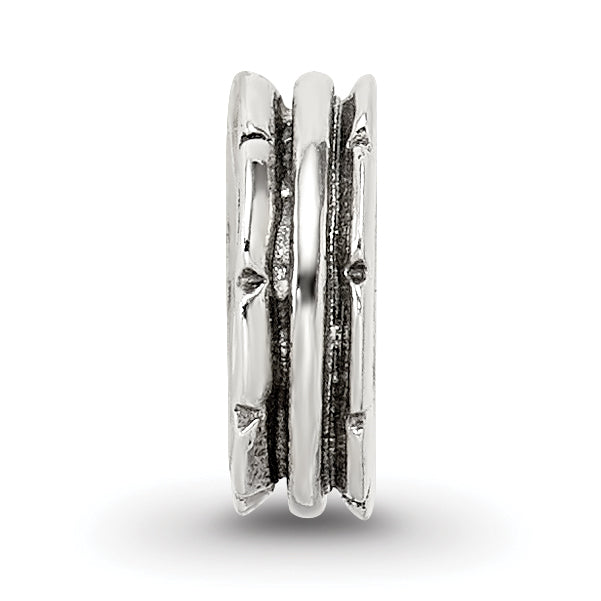 Sterling Silver 925 Grooved Spacer Bead with Antiqued Finish Solid Cast Design