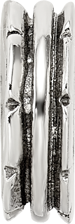 Sterling Silver 925 Grooved Spacer Bead with Antiqued Finish Solid Cast Design