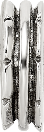 Sterling Silver 925 Grooved Spacer Bead with Antiqued Finish Solid Cast Design