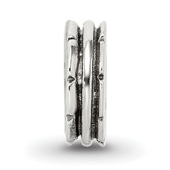 Sterling Silver 925 Grooved Spacer Bead with Antiqued Finish Solid Cast Design