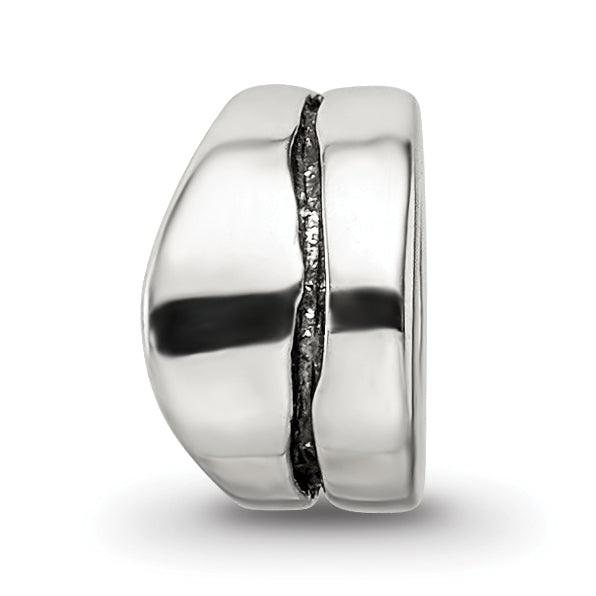 Sterling Silver 925 Spacer Bead with Wavy Design and Antiqued Finish