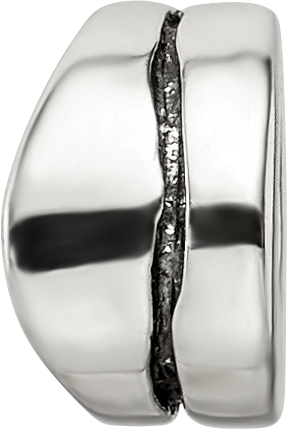 Sterling Silver 925 Spacer Bead with Wavy Design and Antiqued Finish