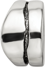 Sterling Silver 925 Spacer Bead with Wavy Design and Antiqued Finish