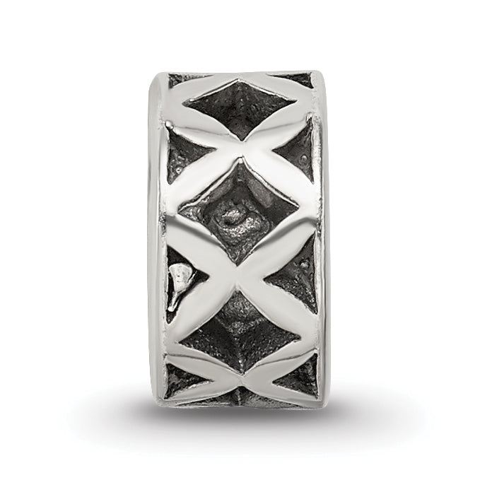 Sterling Silver 925 Antiqued Spacer Bead with Solid Cast Design
