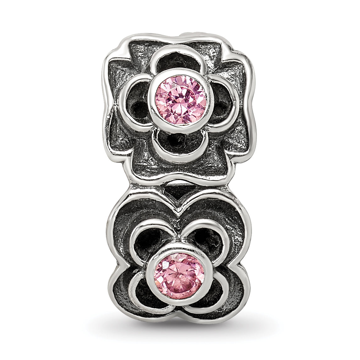 Sterling Silver Reflections Pink CZ Connector Bead