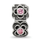 Sterling Silver 925 Connector Bead with Pink CZ Antique Finish Elegant Design