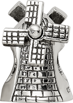 Sterling Silver 925 Windmill Bead with Antiqued Finish  Themed, Solid, Casted