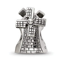 Sterling Silver 925 Windmill Bead with Antiqued Finish  Themed, Solid, Casted